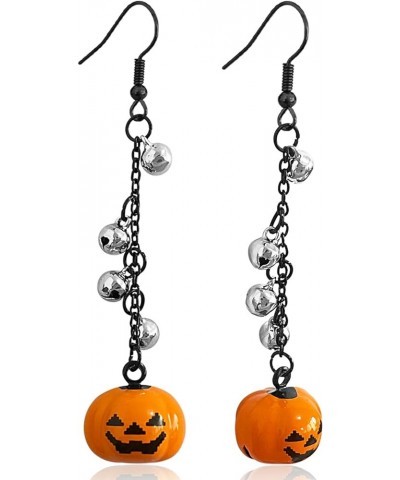 Handmade Halloween Hoop Earrings For Women Pumpkin Ghost Skull Dangle Drop Earrings for Girls With Gold Silver Bells Holiday ...