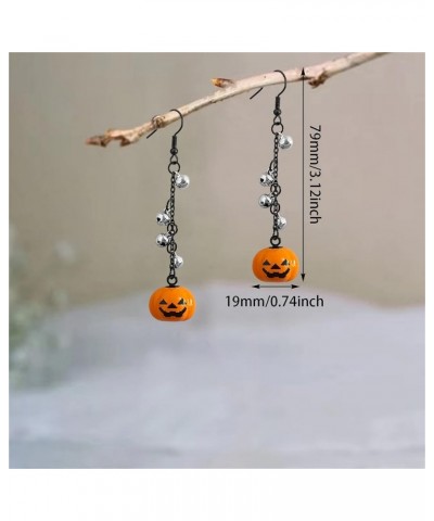 Handmade Halloween Hoop Earrings For Women Pumpkin Ghost Skull Dangle Drop Earrings for Girls With Gold Silver Bells Holiday ...