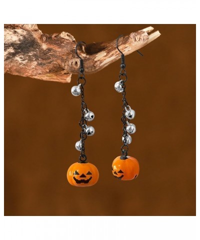 Handmade Halloween Hoop Earrings For Women Pumpkin Ghost Skull Dangle Drop Earrings for Girls With Gold Silver Bells Holiday ...