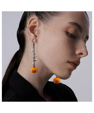 Handmade Halloween Hoop Earrings For Women Pumpkin Ghost Skull Dangle Drop Earrings for Girls With Gold Silver Bells Holiday ...