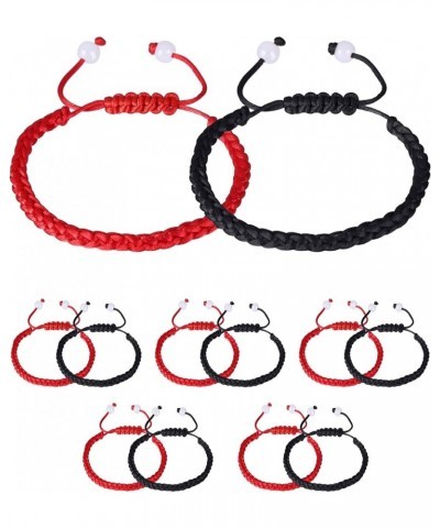 12pcs Braided Kabbalah Bracelets Red Black String Kabbalah Bracelet Handmade Sliding Cord Adjustable Kabbalah Wristband Brace...