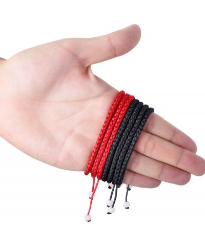 12pcs Braided Kabbalah Bracelets Red Black String Kabbalah Bracelet Handmade Sliding Cord Adjustable Kabbalah Wristband Brace...