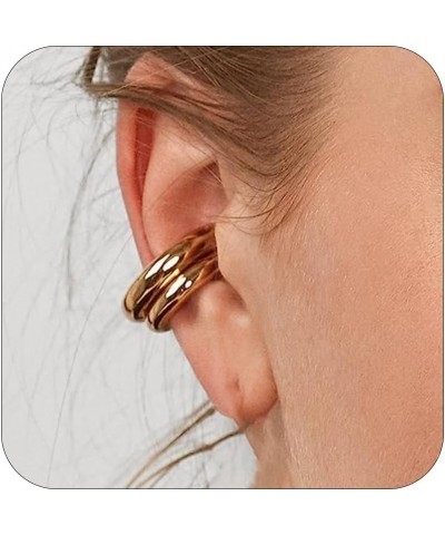 Ear Cuff for Women Chunky Gold Ear Cuff Earrings Clip On Cartilage Earrings Round Huggie Non Pierced Ear Cartilage Clip on Wr...