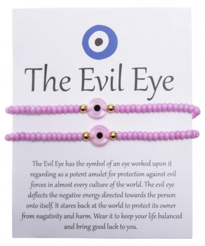 2Pack Evil Eye Bracelets for Women, Eye Bracelet for Protection for Women Men, Adjustable Mexican Ojo Bracelets for Men Pink ...