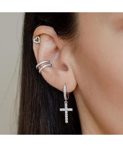 Gems & Jewels 2 Ct Round Cut CZ White Diamond Pretty Cross Shape Women's Drop & Dangle Earrings 14K White Gold Finish 925 Ste...