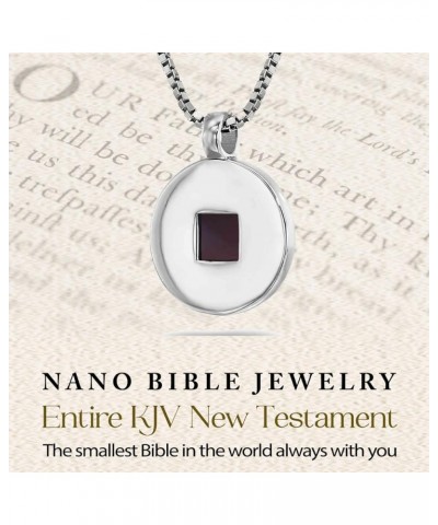 Christian Necklace with Smallest Nano Bible - on Stylish Round Pendant for Women with Entire KJV New Testament Holy Scripture...