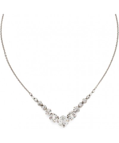 Delicate Round Tennis Necklace Crystal Antique Silver-Tone $26.82 Necklaces