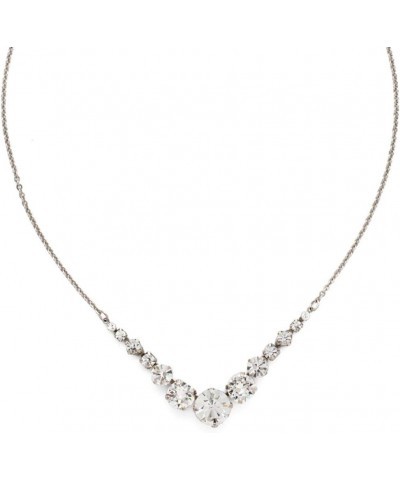 Delicate Round Tennis Necklace Crystal Antique Silver-Tone $26.82 Necklaces