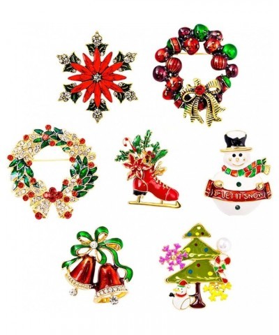 Christmas Brooch, Christmas Brooch Wreath Christmas Tree Snowman Decor Snowflake Decor Colorful Rhinestone Exquisite New Year...