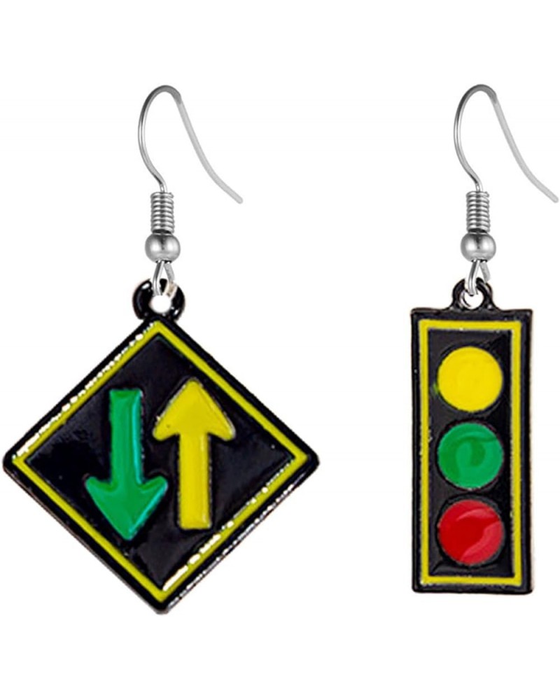 Traffic Light Earrings for Women Girls Creative Funny Enamel Black Traffic lights and Signs Personality Red Green Yellow Ligh...