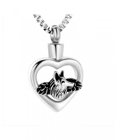 Cremation Jewelry for Ashes Heart Wolf Pendant Locket Stainless Steel Keepsake Memorial Funeral Urn Necklace for Men Women Si...