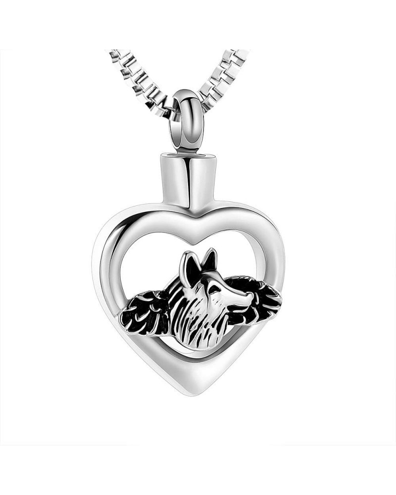 Cremation Jewelry for Ashes Heart Wolf Pendant Locket Stainless Steel Keepsake Memorial Funeral Urn Necklace for Men Women Si...