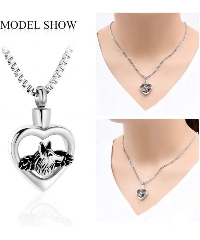 Cremation Jewelry for Ashes Heart Wolf Pendant Locket Stainless Steel Keepsake Memorial Funeral Urn Necklace for Men Women Si...