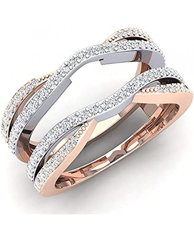 0.50Ct Round Cut Cubic Zirconia 14K Rose Gold Over Enhancer Double Guard Ring For Women's $32.99 Rings