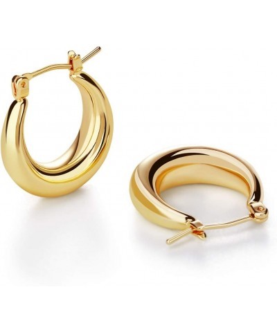 Chunky Gold Hoop Earrings for Women Cute Fashion Hypoallergenic earrings Minimalist Jewelry Gift Gold $8.90 Earrings