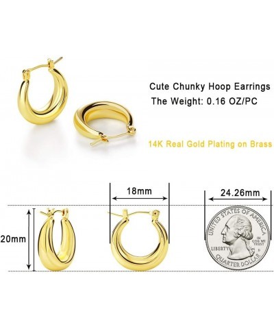 Chunky Gold Hoop Earrings for Women Cute Fashion Hypoallergenic earrings Minimalist Jewelry Gift Gold $8.90 Earrings