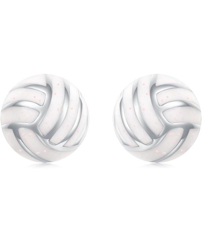 925 Sterling Silver Ball Earrings Glitter Volleyball/Soccer/Football/Basketball/Baseball Earrings Sports Jewelry for Women Gi...