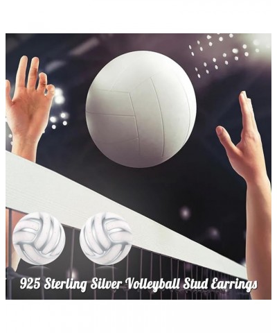 925 Sterling Silver Ball Earrings Glitter Volleyball/Soccer/Football/Basketball/Baseball Earrings Sports Jewelry for Women Gi...