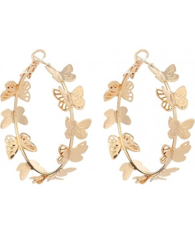 Butterfly Big Hoop Earrings Gold Monarch Butterfly Dangle Earrings Party Vacation Jewelry Gift for Women Girls Gold A $6.32 E...