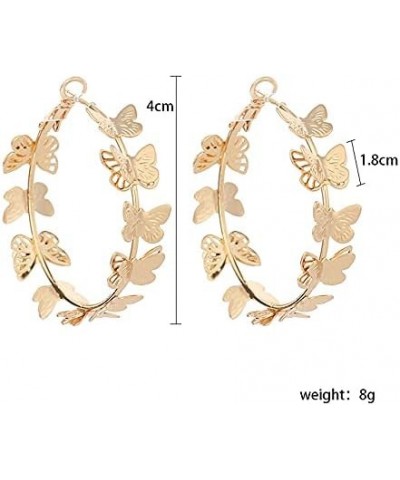 Butterfly Big Hoop Earrings Gold Monarch Butterfly Dangle Earrings Party Vacation Jewelry Gift for Women Girls Gold A $6.32 E...