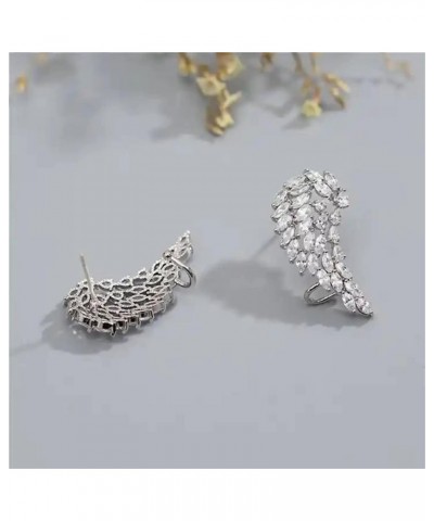 Angel Wings Stud Earrings With Cubic Zirconia Dainty Silver Plated Sparkly Rhinestone Eagle Wings Earrings Hypoallergenic Car...