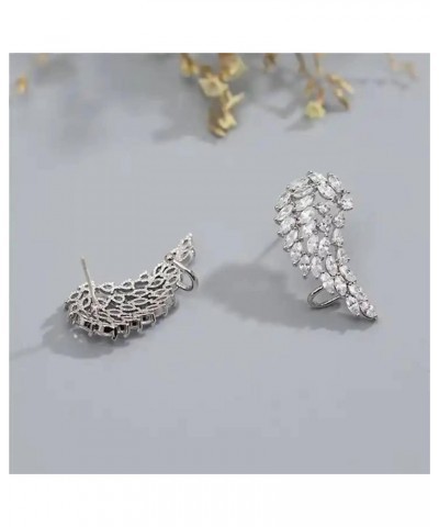 Angel Wings Stud Earrings With Cubic Zirconia Dainty Silver Plated Sparkly Rhinestone Eagle Wings Earrings Hypoallergenic Car...