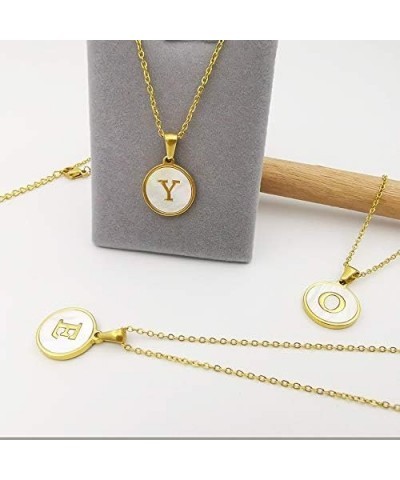 Initial Necklaces For Women, 18k Gold Rainbow Shell Letter Coin Pendants Stainless Steel Dainty Statement Teen Girls Gift Jew...