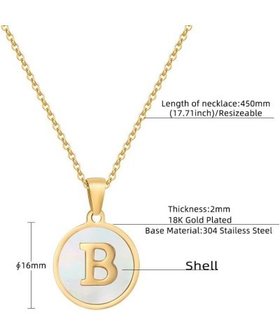 Initial Necklaces For Women, 18k Gold Rainbow Shell Letter Coin Pendants Stainless Steel Dainty Statement Teen Girls Gift Jew...