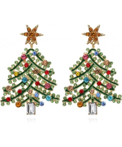 Christmas Sparkly Crystal Dangle Earrings Cute Christmas Tree Reindeer Earrings Colorful Xmas Festival Holiday Jewelry Gift A...