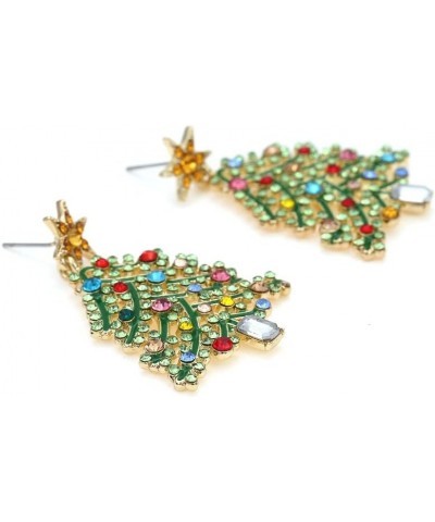 Christmas Sparkly Crystal Dangle Earrings Cute Christmas Tree Reindeer Earrings Colorful Xmas Festival Holiday Jewelry Gift A...