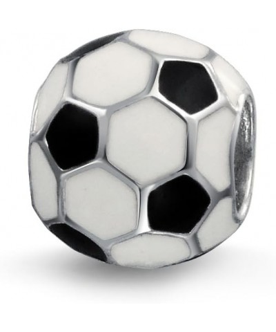 Black White Soccer Ball Mom Football Player Sports Softball Team Athletic Baseball Volleyball Bowling Charm Bead For Women Te...