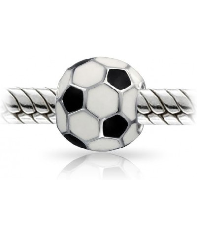 Black White Soccer Ball Mom Football Player Sports Softball Team Athletic Baseball Volleyball Bowling Charm Bead For Women Te...