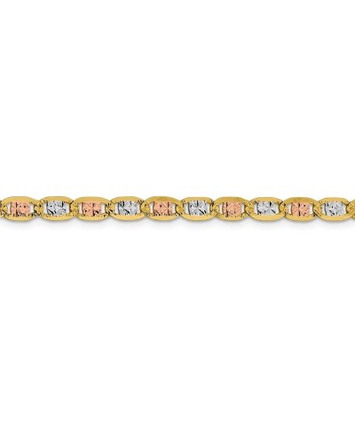 14k 4.65mm Tri-color Gold Valentino Chain Bracelet For Women 8.0 Inches $260.28 Bracelets