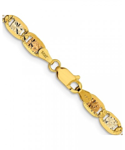 14k 4.65mm Tri-color Gold Valentino Chain Bracelet For Women 8.0 Inches $260.28 Bracelets