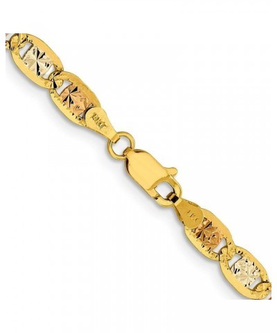 14k 4.65mm Tri-color Gold Valentino Chain Bracelet For Women 8.0 Inches $260.28 Bracelets