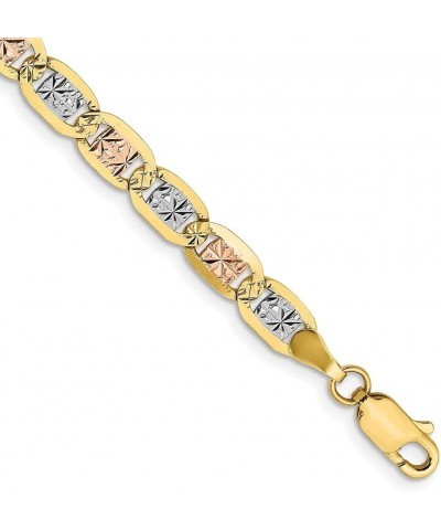 14k 4.65mm Tri-color Gold Valentino Chain Bracelet For Women 8.0 Inches $260.28 Bracelets