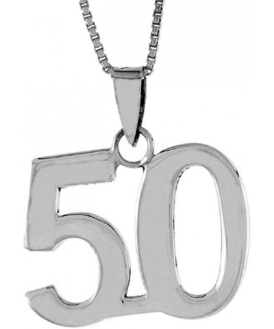 Sterling Silver Number 50 Necklace for Jersey Numbers & Recovery High Polish 3/4 inch, 2mm Curb Chain 24-inch-Necklace $20.46...