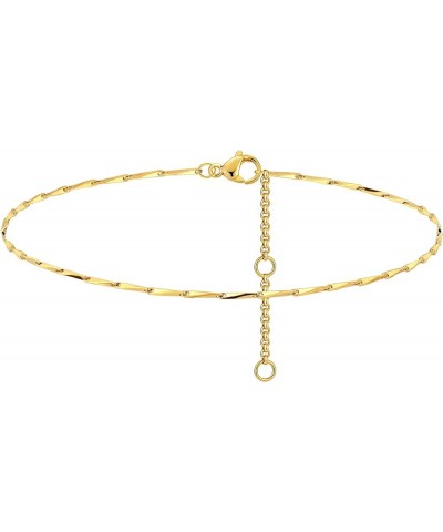 Gold Anklet for Women, 14K Gold Plated Trendy Dainty Link Chain Ankle Bracelets Adjustable Anklets Handmade Simple Jewelry Gi...