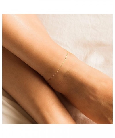 Gold Anklet for Women, 14K Gold Plated Trendy Dainty Link Chain Ankle Bracelets Adjustable Anklets Handmade Simple Jewelry Gi...