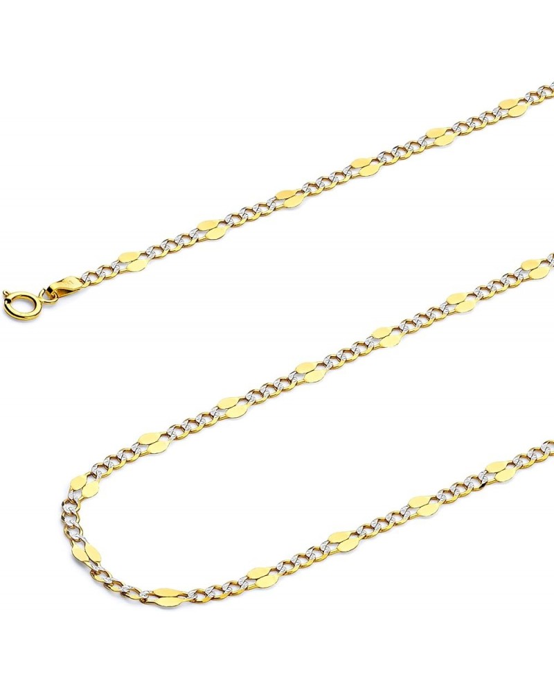 14K Solid Gold Stamped Figaro Chains (Select Options) 18 Inches White And Yellow Gold $149.76 Necklaces