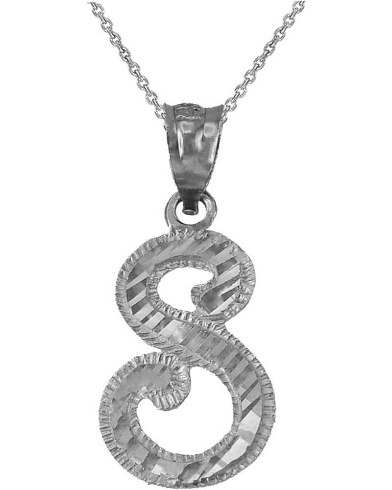 Sterling Silver Sparkle-Cut Letter Initial Script Necklace 22.0 Inches Letter S $20.67 Necklaces