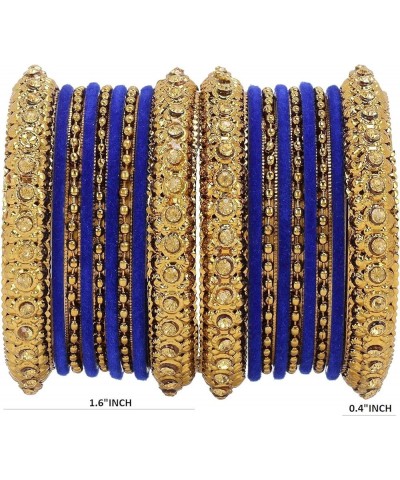 Boho Antique Oxidized Indian Jewelry Tribal Crystal Velvet Bracelet Bangle Set Blue (Set of 18 Pcs) 2-6 $10.89 Bracelets