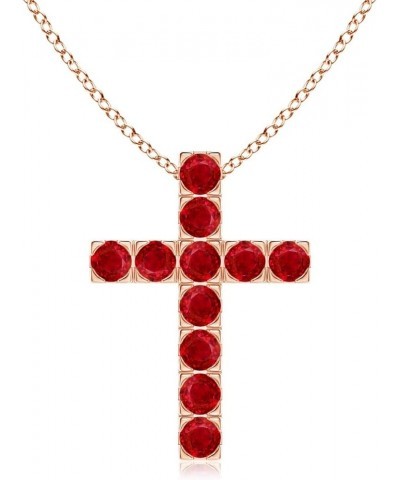 Natural Ruby Cross Pendant Necklace for Women, Girls in 14K Solid Gold/Platinum | July Birthstone | Jewelry Gift for Her | Bi...