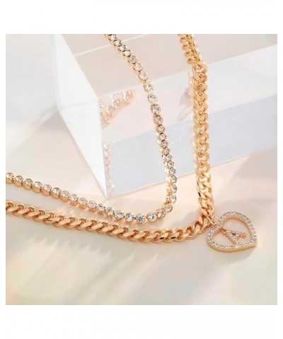 Initial Ankle Bracelets for Women 14K Gold Plated Layered Chain Cubic Zirconia Dainty Heart Letter Initial Gold Anklet A-Z Go...