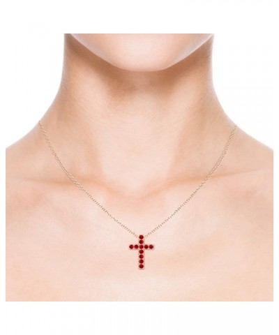 Natural Ruby Cross Pendant Necklace for Women, Girls in 14K Solid Gold/Platinum | July Birthstone | Jewelry Gift for Her | Bi...