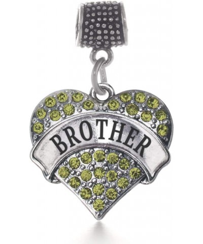 Silver Pave Heart Charm for Bracelet with Cubic Zirconia Jewelry Brother Green $10.99 Bracelets