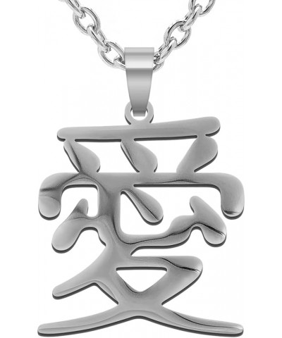 Love Kanji Necklace for Men Women Japanese Stainless Steel Gaara Pendant Chain Necklaces Love W1 $9.03 Necklaces