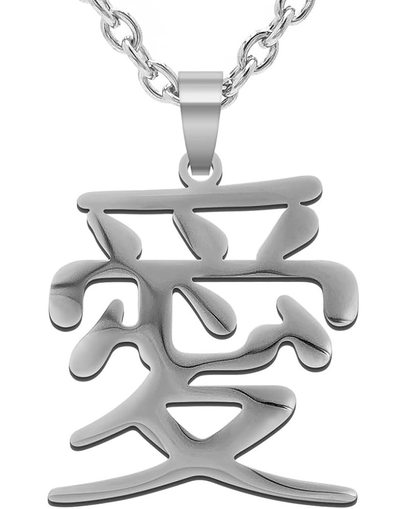 Love Kanji Necklace for Men Women Japanese Stainless Steel Gaara Pendant Chain Necklaces Love W1 $9.03 Necklaces