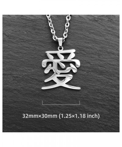 Love Kanji Necklace for Men Women Japanese Stainless Steel Gaara Pendant Chain Necklaces Love W1 $9.03 Necklaces