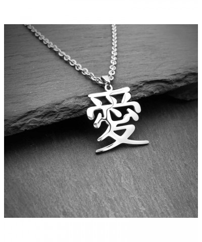 Love Kanji Necklace for Men Women Japanese Stainless Steel Gaara Pendant Chain Necklaces Love W1 $9.03 Necklaces